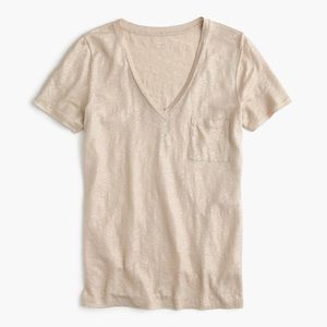J.Crew Gold Linen Pocket Tee